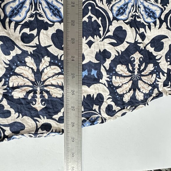 Rachel Zoe Womens Shirt 1X Linen Blend S/S Coastal Blue Paisley Beach Coastal - Picture 8 of 9